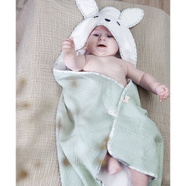 Pamučni ručnik za bebe - Zeko (zeleni)